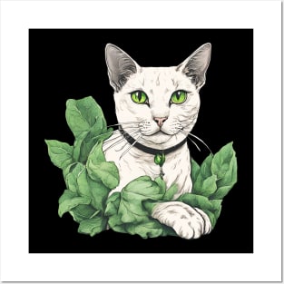 Vegan cat in lettuce Posters and Art